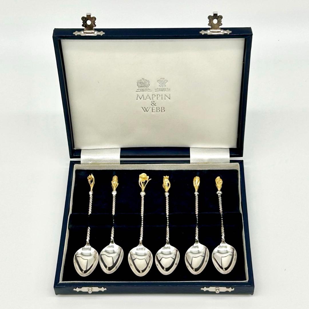 【希少】英国マッピン&ウェッブ　花モチーフ　スプーンセット