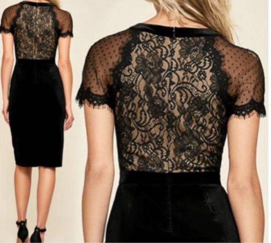 タダシショージ フラワーレース切り替えドレス ドットチュール サイズ2