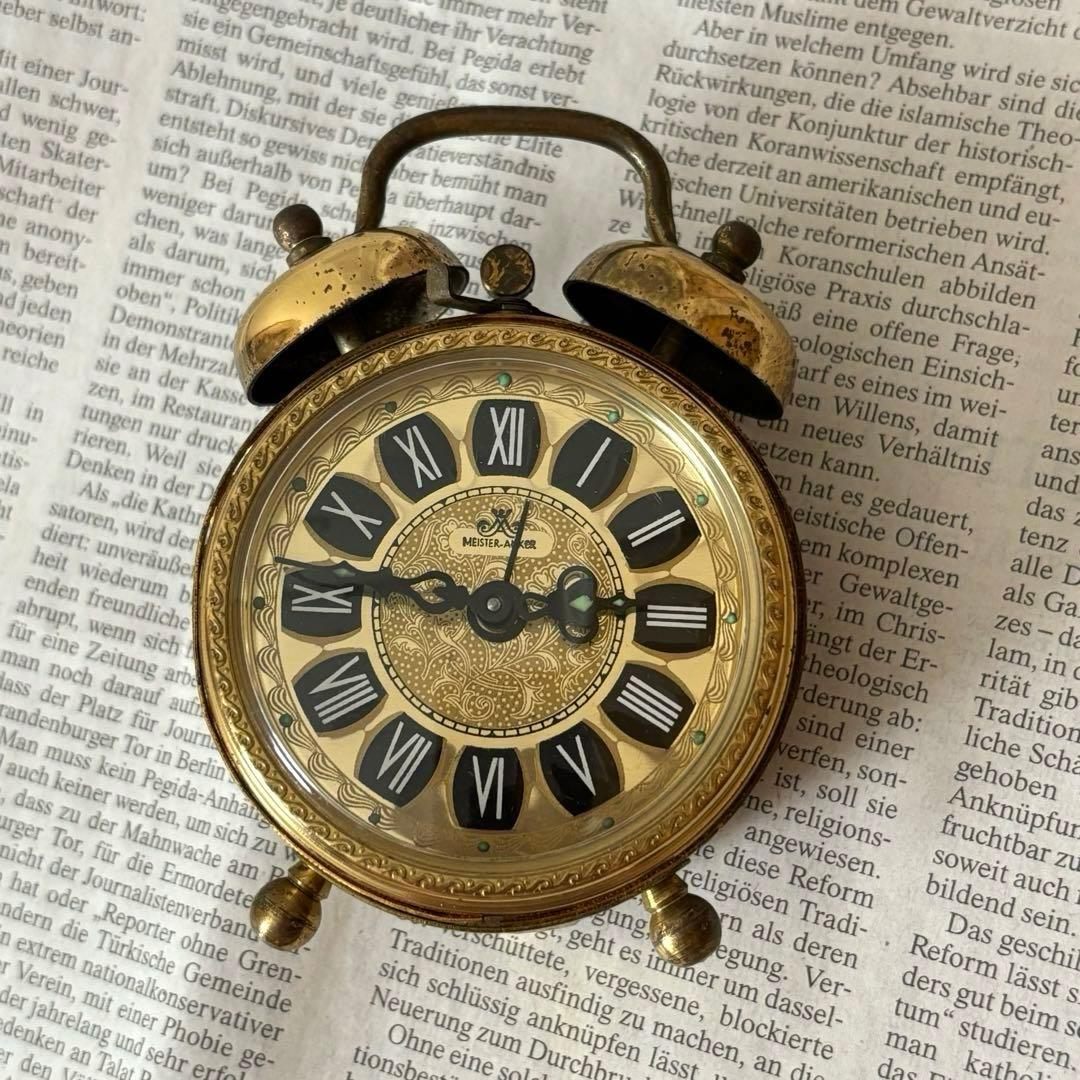 【西ドイツ】Meister Anker社 アンティーク 置時計 ゴールド 美品