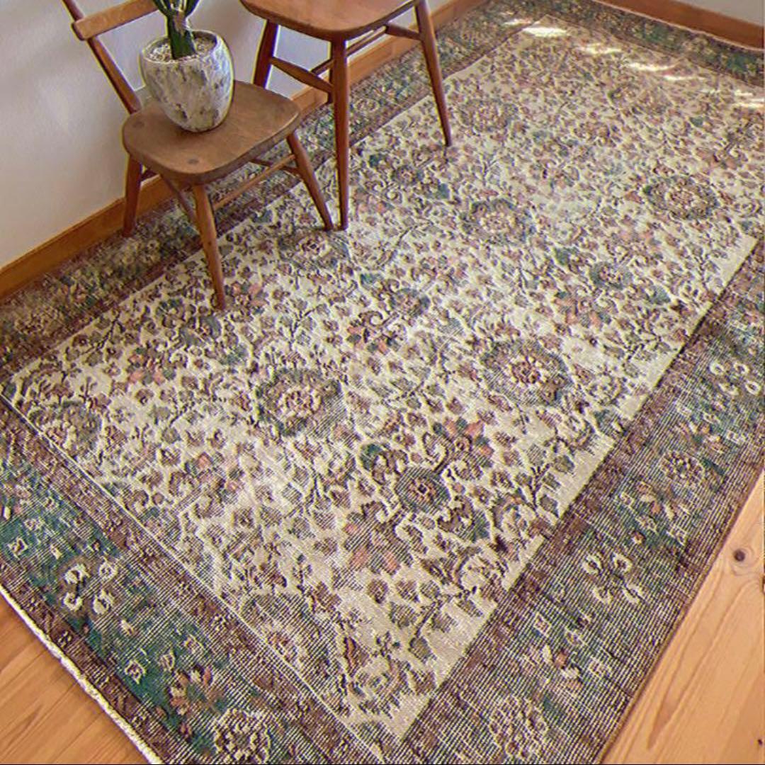 トルコ製ヴィンテージラグ♡アンティークペルシャ中東絨毯オリエンタルエスニック