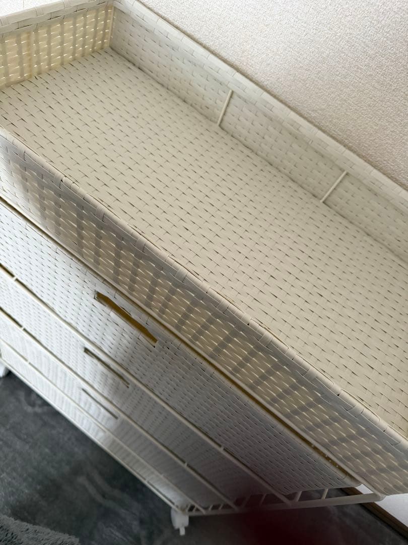 値下げ★ラタン風サニタリーバスケットランドリーチェスト キャスター付 ホワイト