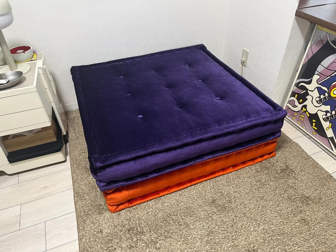 ロッシュボボア マ・ジョン 座面下ソファ 2点セット オレンジ×パープル