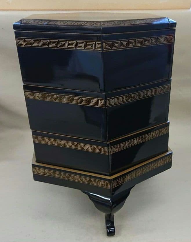 茶道具沈金六角重