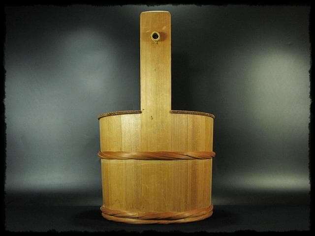 露地道具 水張桶 大型 手桶 水桶 通桶 つくばい 木地 茶道具 f319