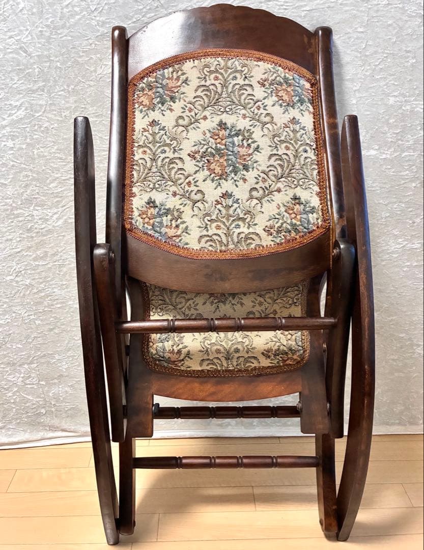 アンティーク ゴブラン織 ロッキングチェア ロココ調 折り畳み椅子 【送料込】