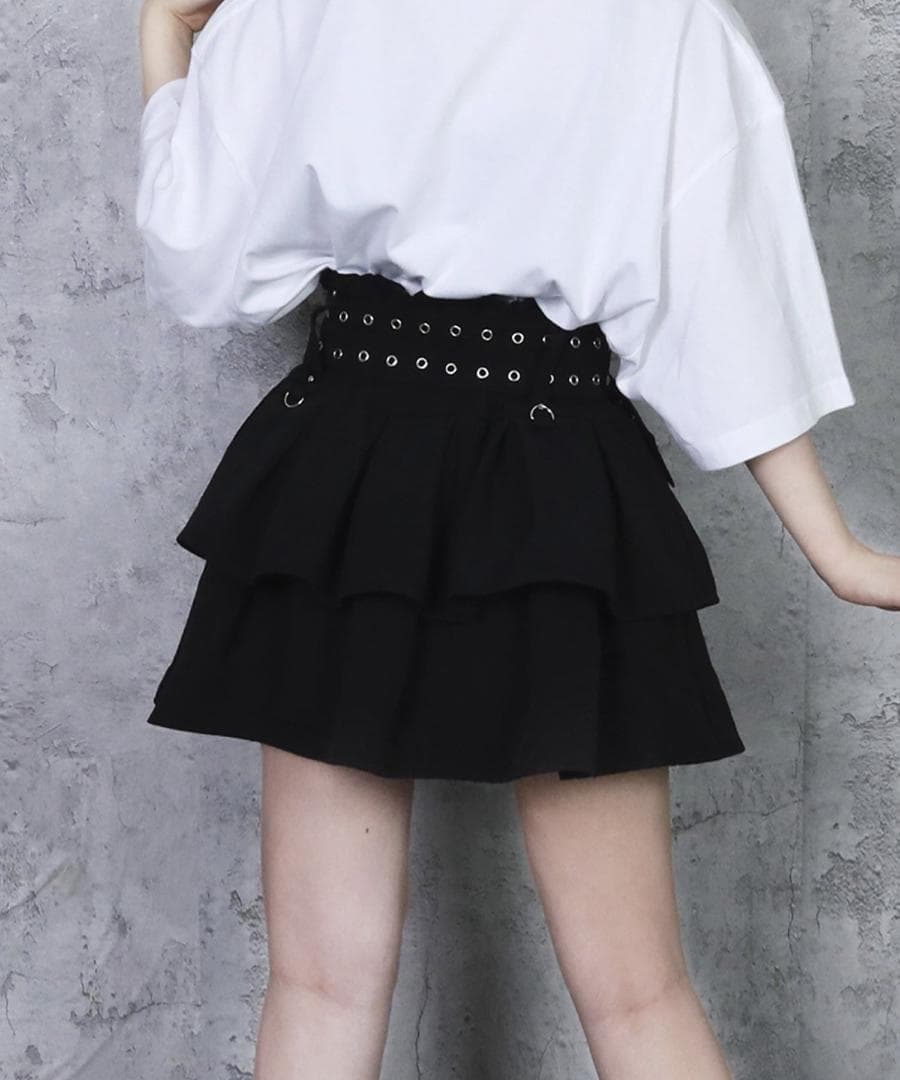 アミリージュ　ハトメベルト付きフレアスカート　クロスチャーム　ゴスロリ　パンク