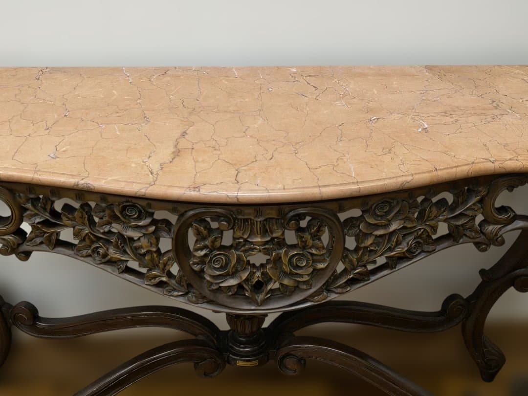 【引き取り限定】コンソール　イギリス高級家具　大理石天板　猫足　レノン家具