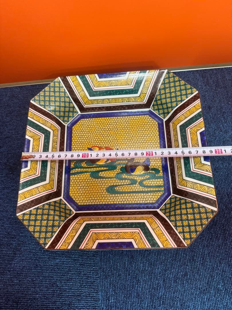 1775 龍峯窯 古九谷手水禽文　大皿　28cm 未使用