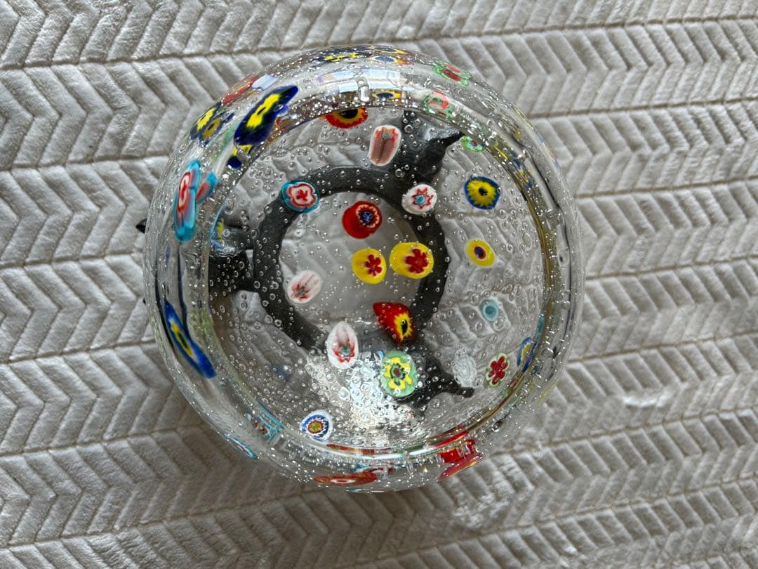 r*.様 ベネチアングラス カラフルガラスボウル ウサギスタンド付き