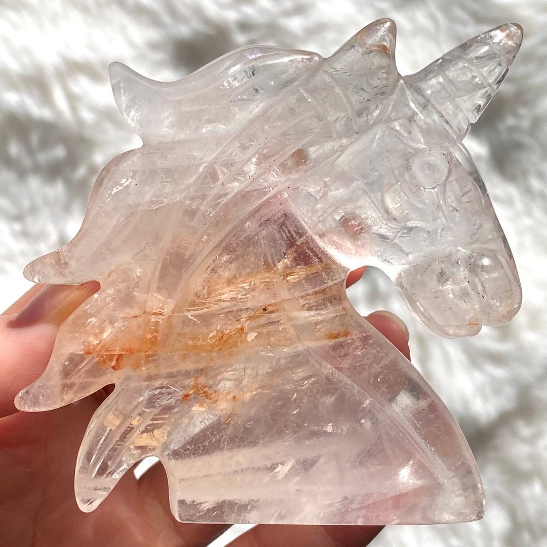 【 天然石 ローズクォーツ ゴールデンヒーラー 共生 ユニコーン ペガサス 】