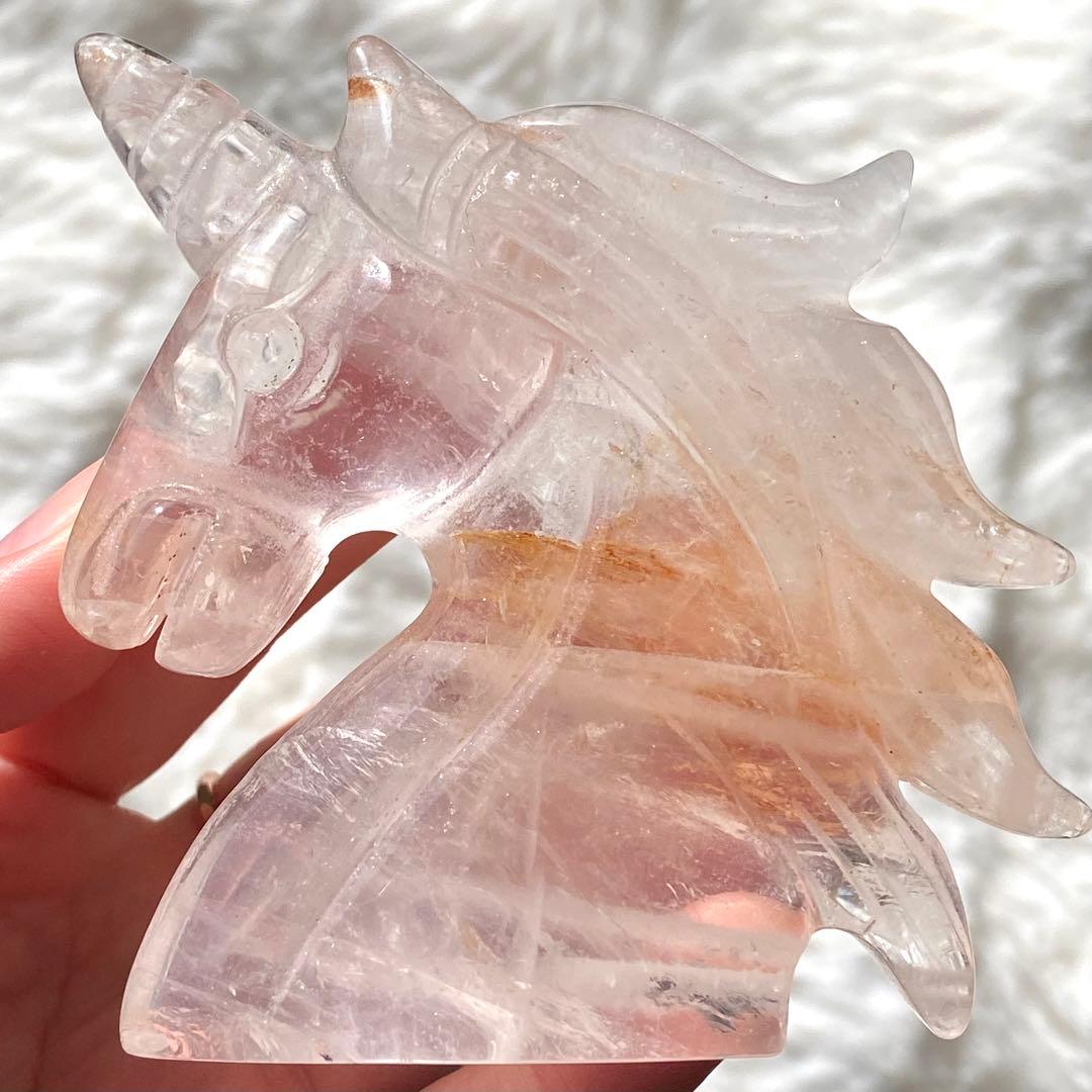 【 天然石 ローズクォーツ ゴールデンヒーラー 共生 ユニコーン ペガサス 】