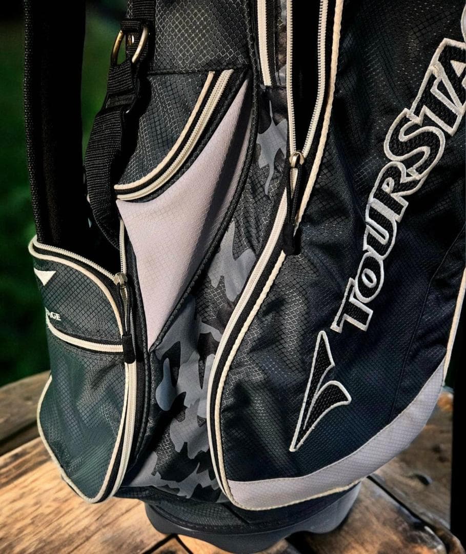 送料無料/超美品TOURSTAGE キャディバッグ ブラック/カモフラージュ
