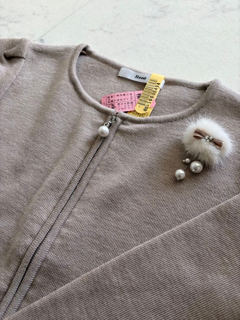 Reneカーディガン　ダブルジッパー　モカベージュ36Mルネ