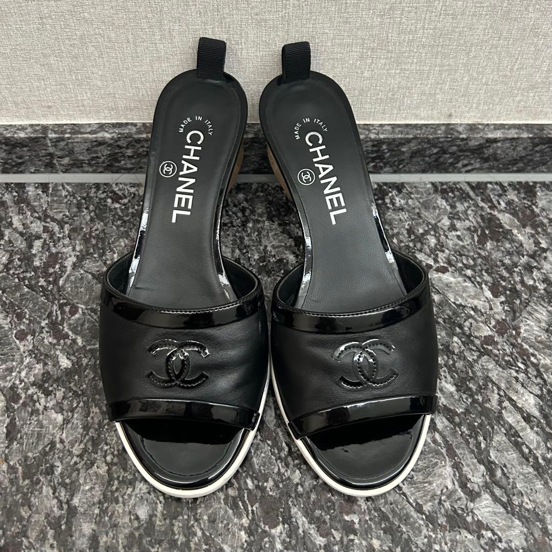 シャネル　ミュール　サンダル　ココマーク　36.5 黒
