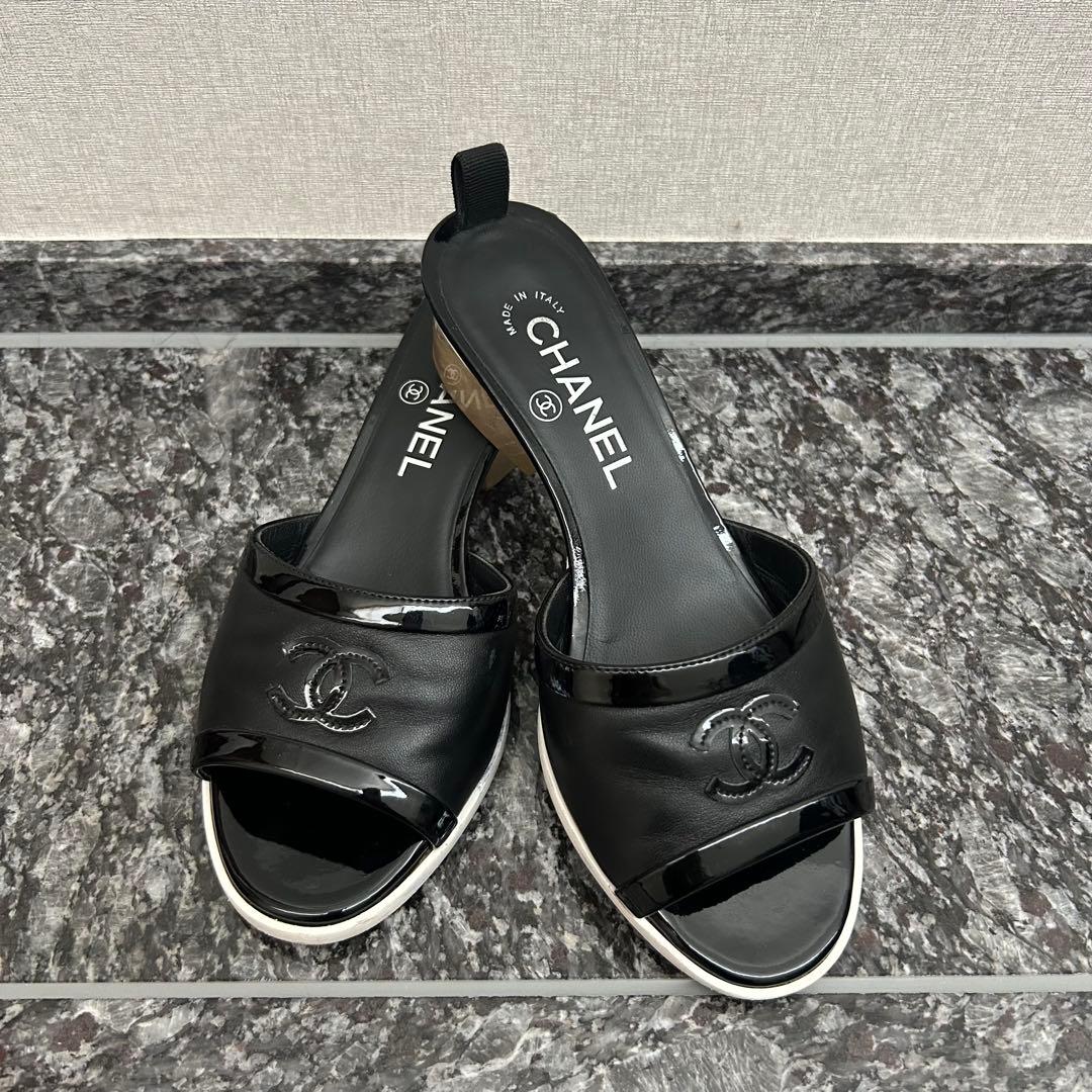 シャネル　ミュール　サンダル　ココマーク　36.5 黒