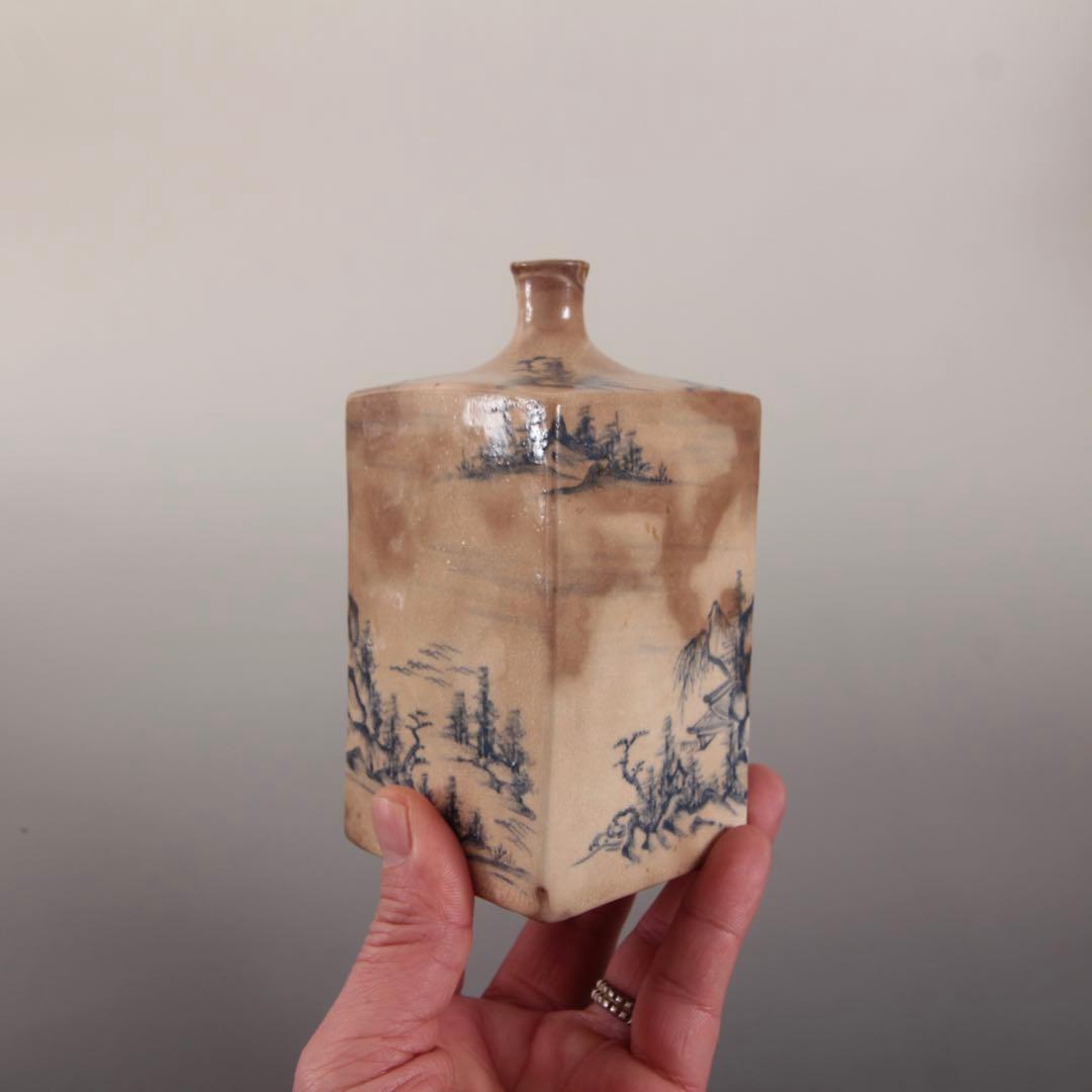 染付 角徳利 古美術 酒器 古道具 アンティーク 徳利