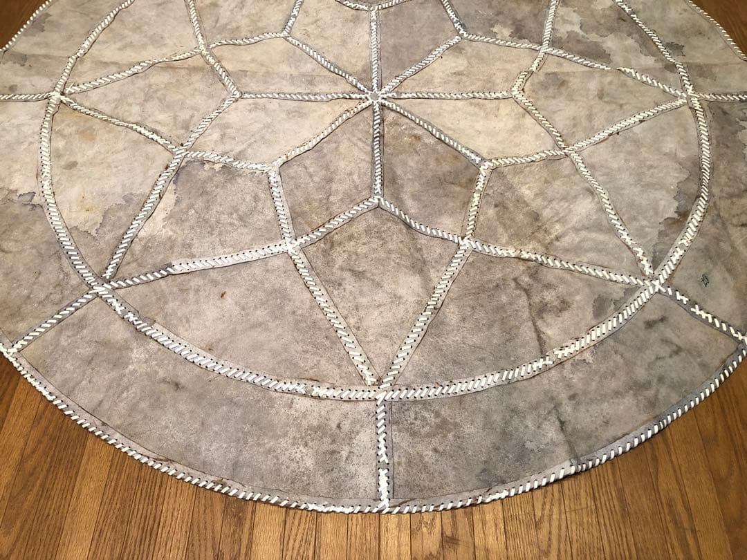 カウラグ パッチワーク 大判 ラグ カウハイドレザー 本革 ミッドセンチュリー