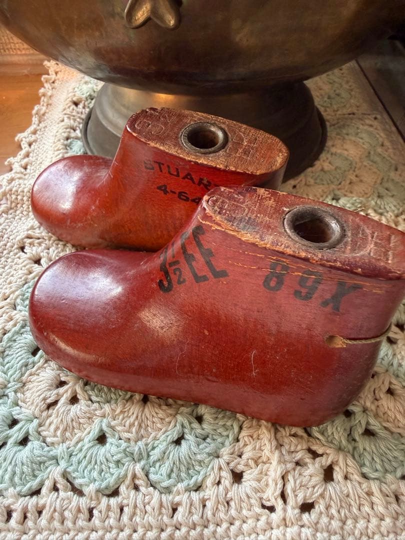 アンティーク木製靴型 子供ブーツ型 飴色レア 3 1/2E E シューモールド