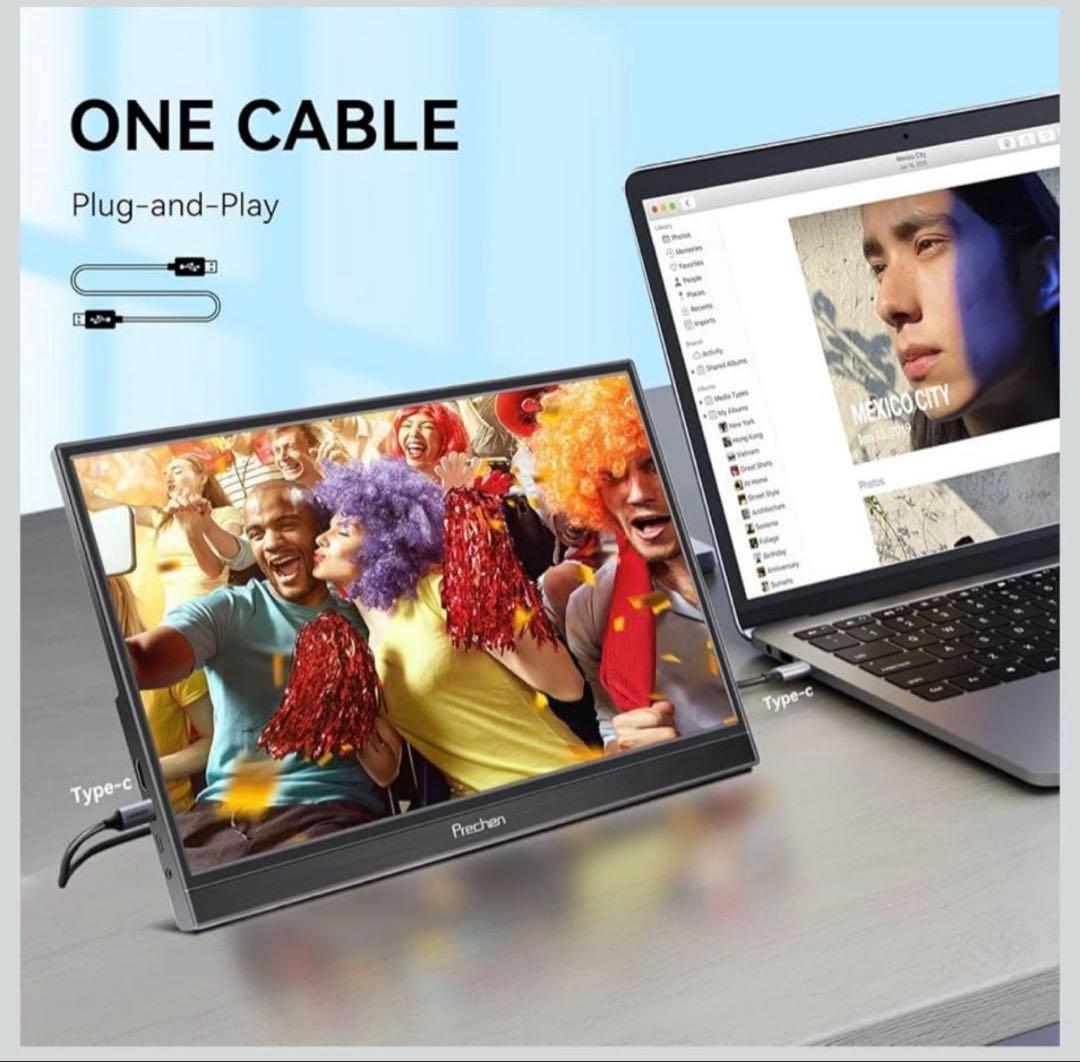 モバイル モニター タッチ スクリーン、15.6 インチ USBC ポータブル