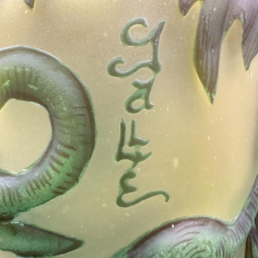 エミール　ガレ　特大　群像紋　花器　花瓶　技法スフレ　被せガラス　 高さ20