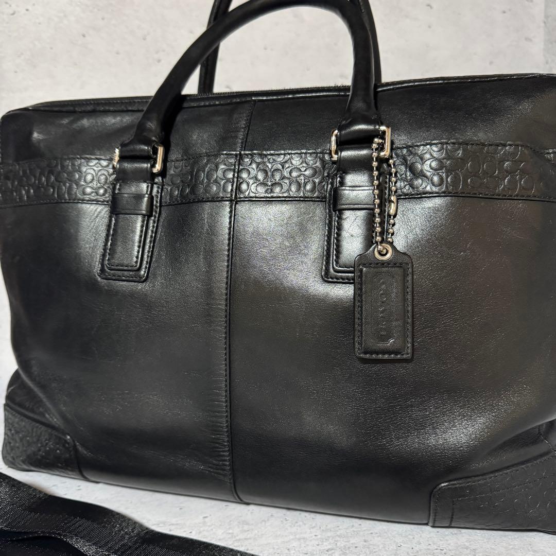【美品】コーチ 本革 COACH ビジネスバッグ 2way ブラック 大容量