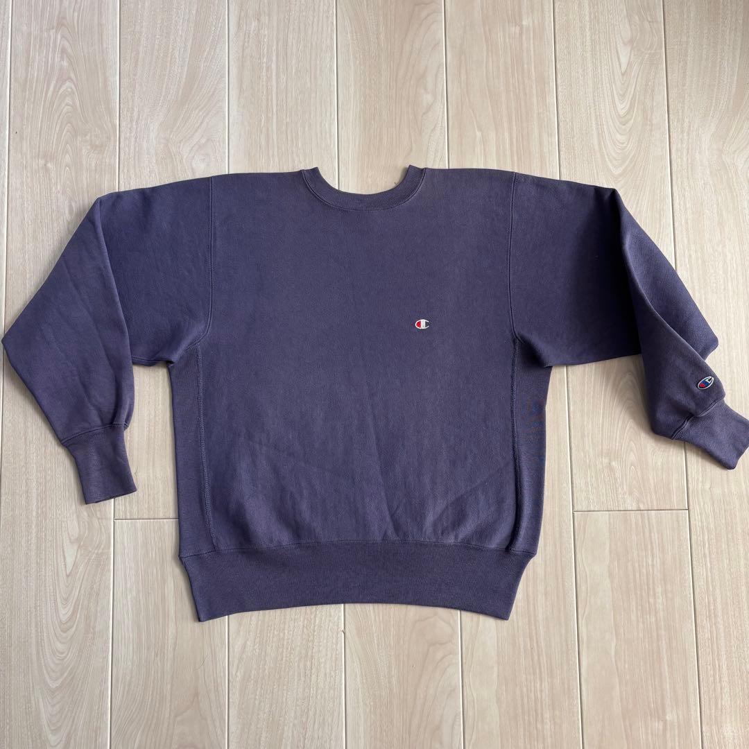 刺繍タグ90's リバースウィーブ　目ありUSA製　ラベンダー　パープル　L