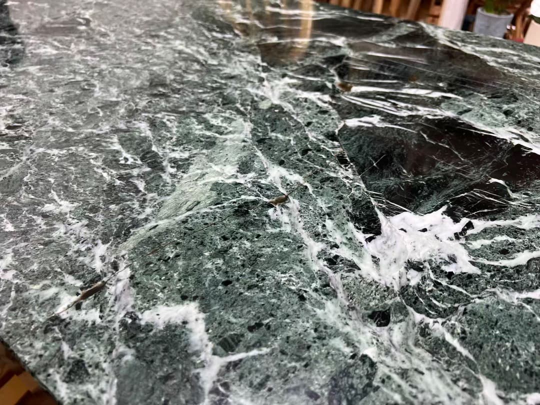 【高級】ビンテージ グリーンマーブル模様が美しい 大理石 ビッグテーブル