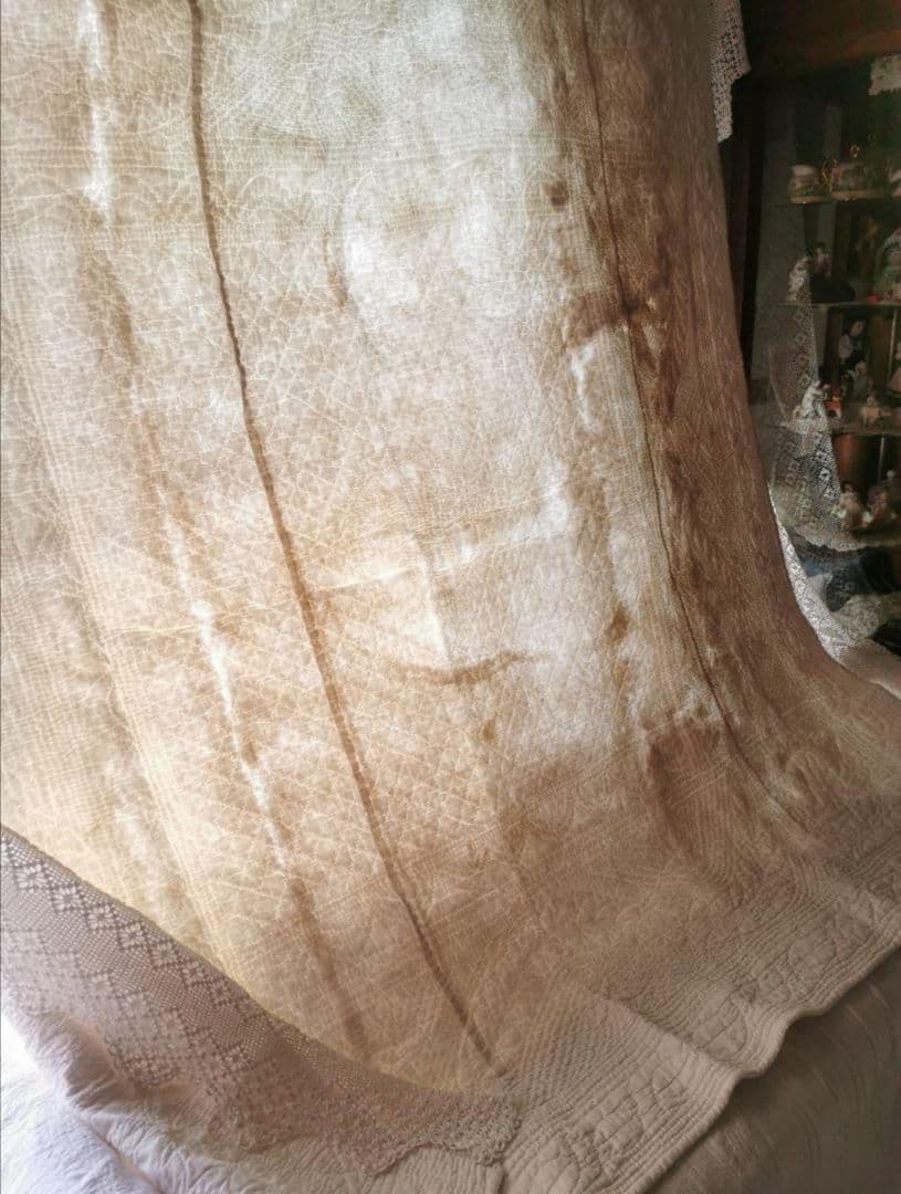 フレンチ アンティーク ブティ キルト ハンドステッチ ホワイト クロシェレース