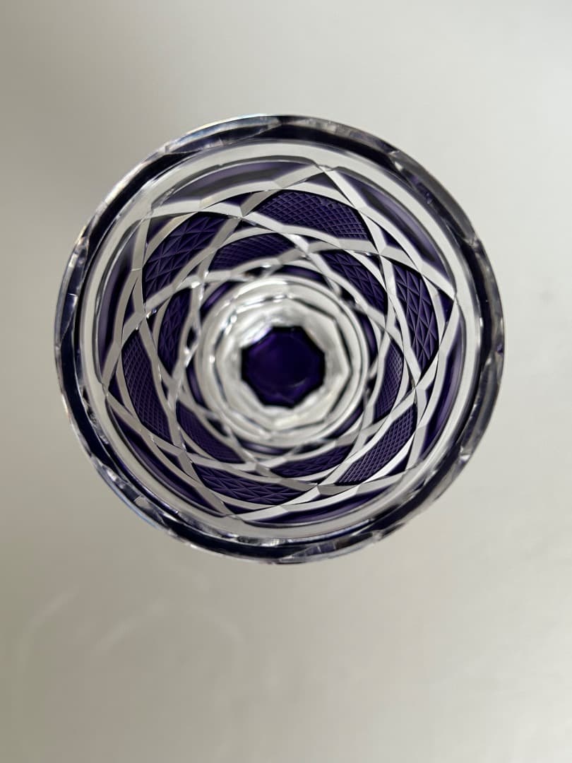 薩摩切子『紫被せ切子足付杯』(大友清三作)