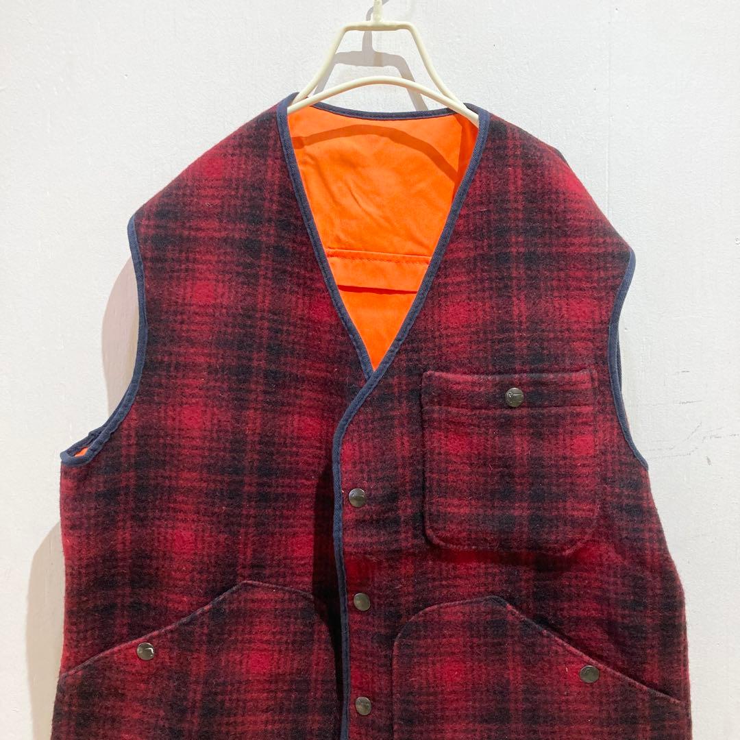 80s Woolrich シャドーチェック オンブレ ウールベスト USA製