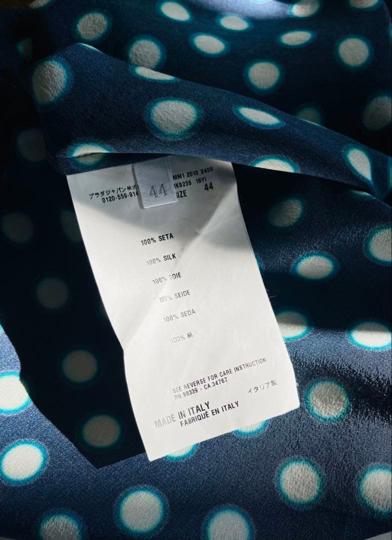 MIU MIU ミュウミュウ 水玉 シルク ブラウス 44 ネイビー