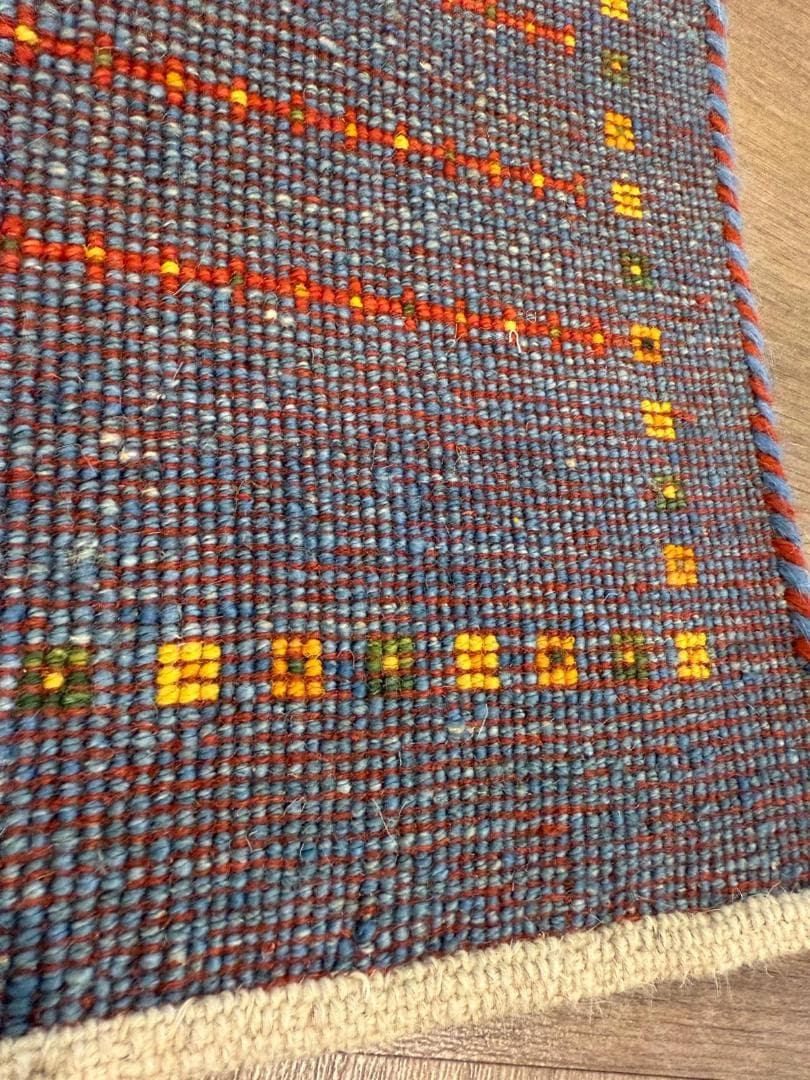 ギャッベ 90x62cm ペルシャ絨毯 手織り ギャベ 玄関マットラグ 絨毯