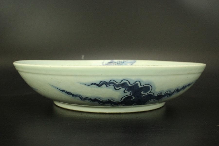 中国美術 青花 龍紋 皿(A736)