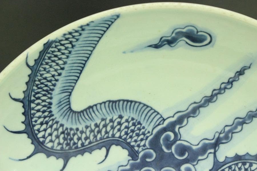 中国美術 青花 龍紋 皿(A736)