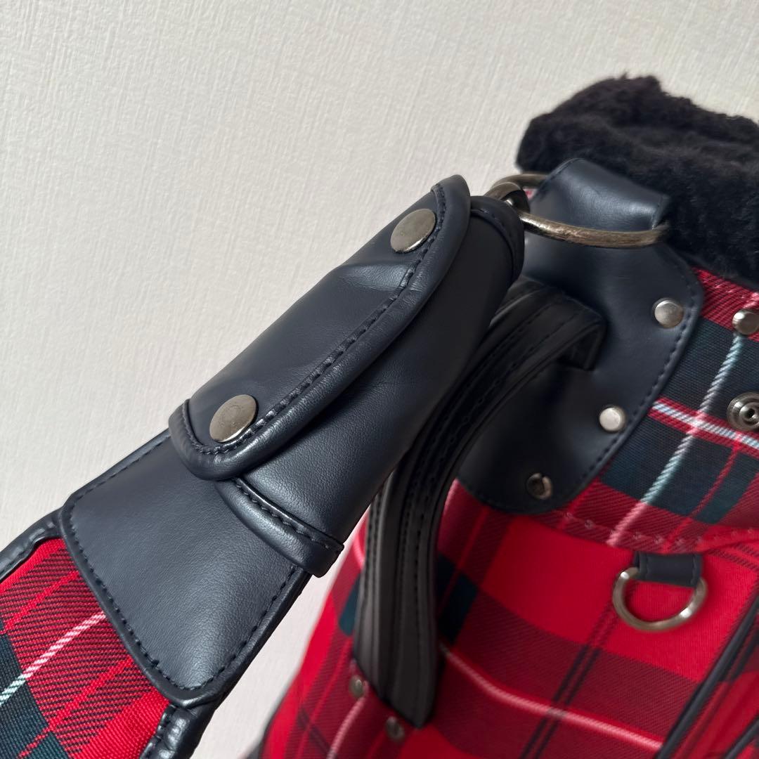 美品　パーリーゲイツ　キャディ バッグ　9型　赤　チェック　色褪せ無し