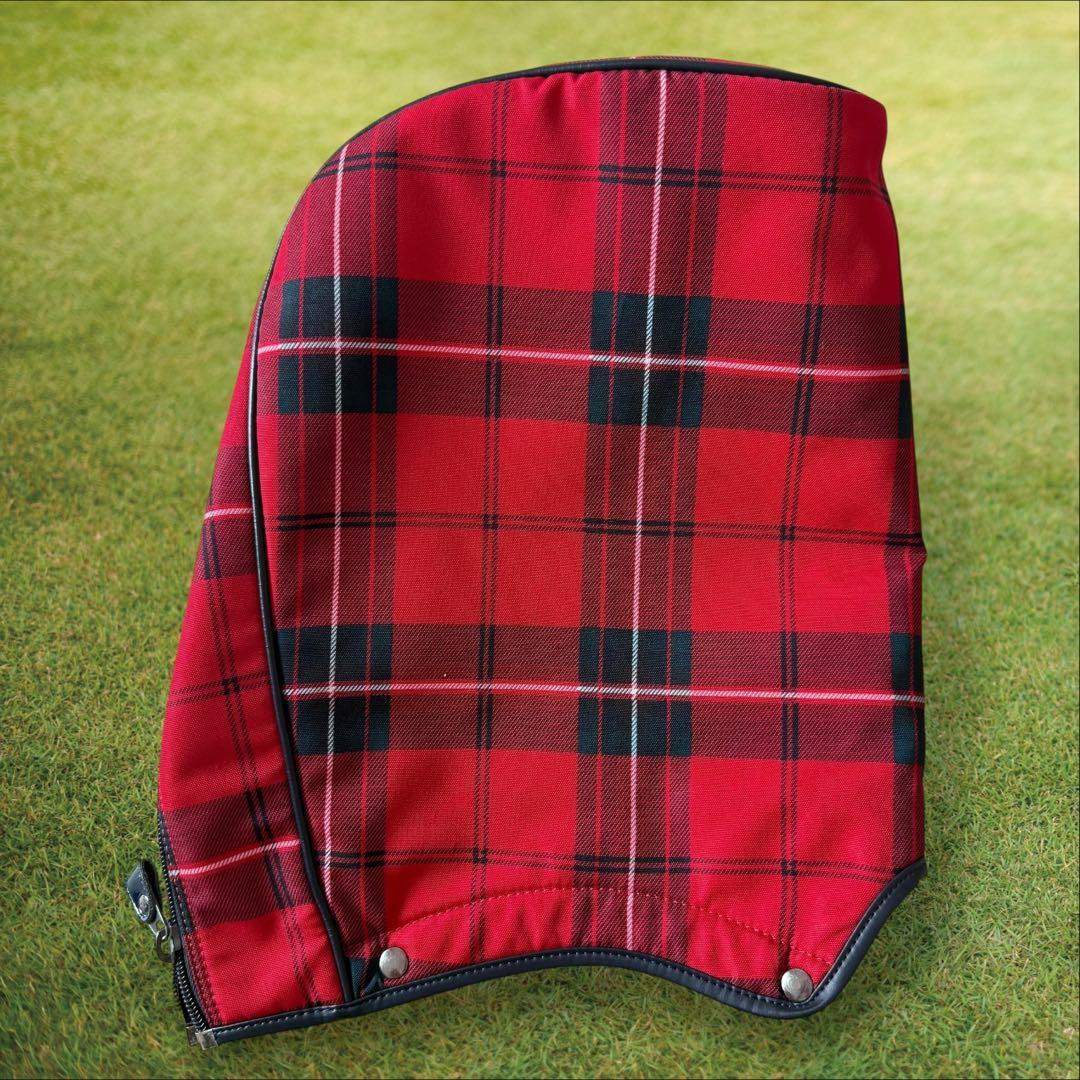 美品　パーリーゲイツ　キャディ バッグ　9型　赤　チェック　色褪せ無し