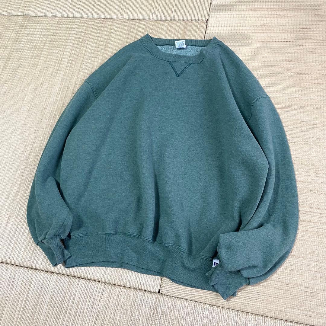 G*l様 90s USA製 ラッセルアスレチック 無地 スウェット 杢グリーン