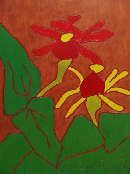 熊谷守一、百合草、希少大判画集画、新品額装付