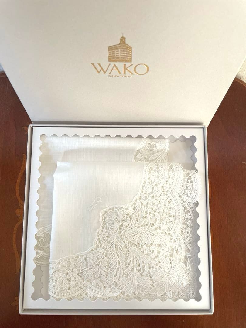 和光　白レースハンカチ２枚セット【未使用ギフトボックス入り】