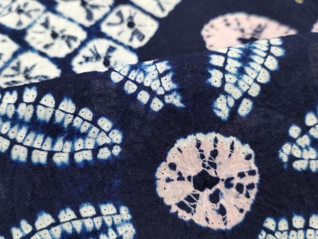 浴衣　有松絞り　トールサイズ　有松鳴海絞り　紺地　蜘蛛絞り　綿