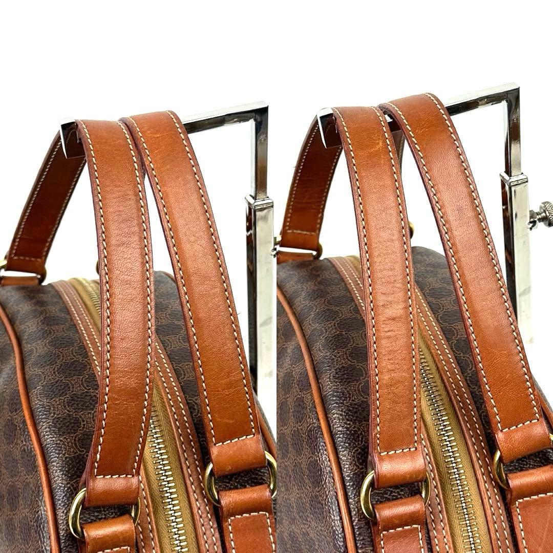 【美品】セリーヌ　ハンドバッグ　トリオンフ　マカダム柄　PVC　革　ブラウン