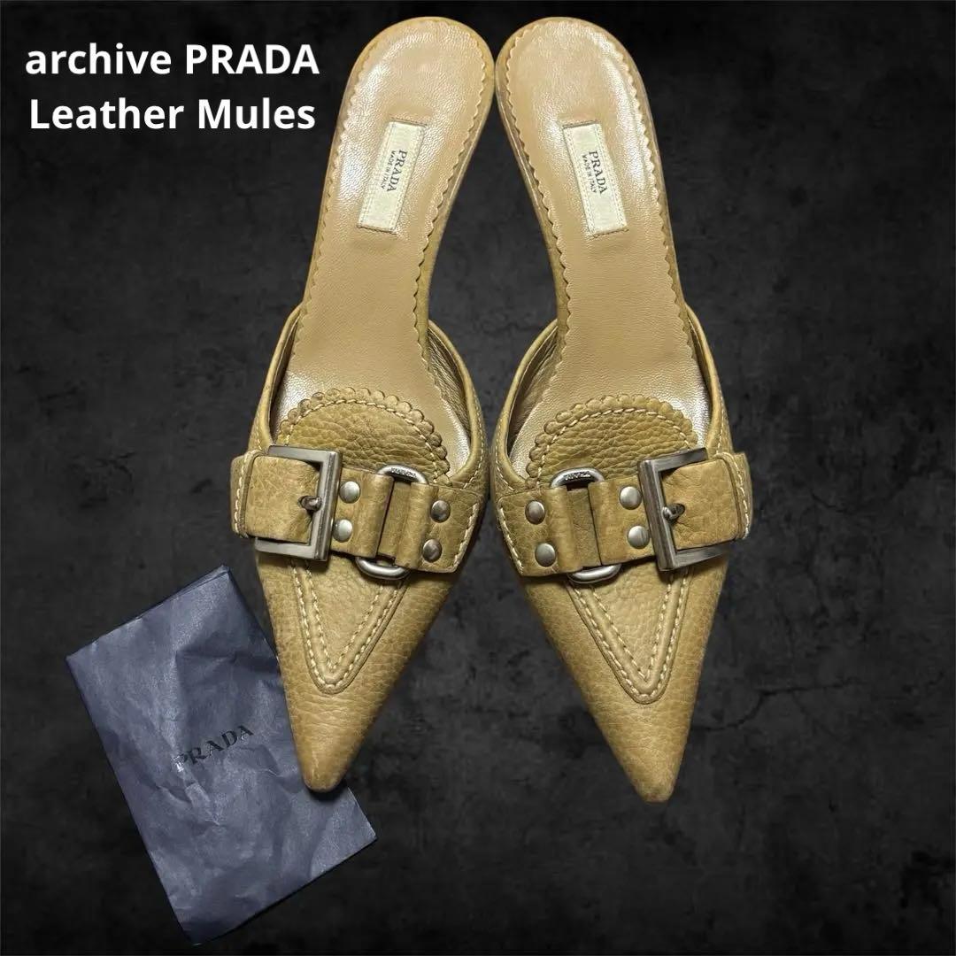 archive PRADA Leather Mulesレザー ミュール パンプス