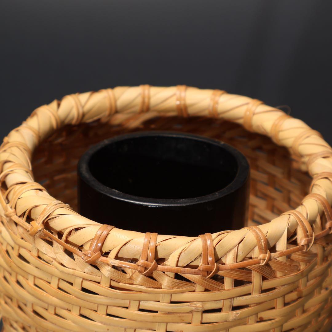 花入　花籠　即中斎好　方円籠　伝統工芸有馬籠　昭竹斎　共箱　R1499ラ