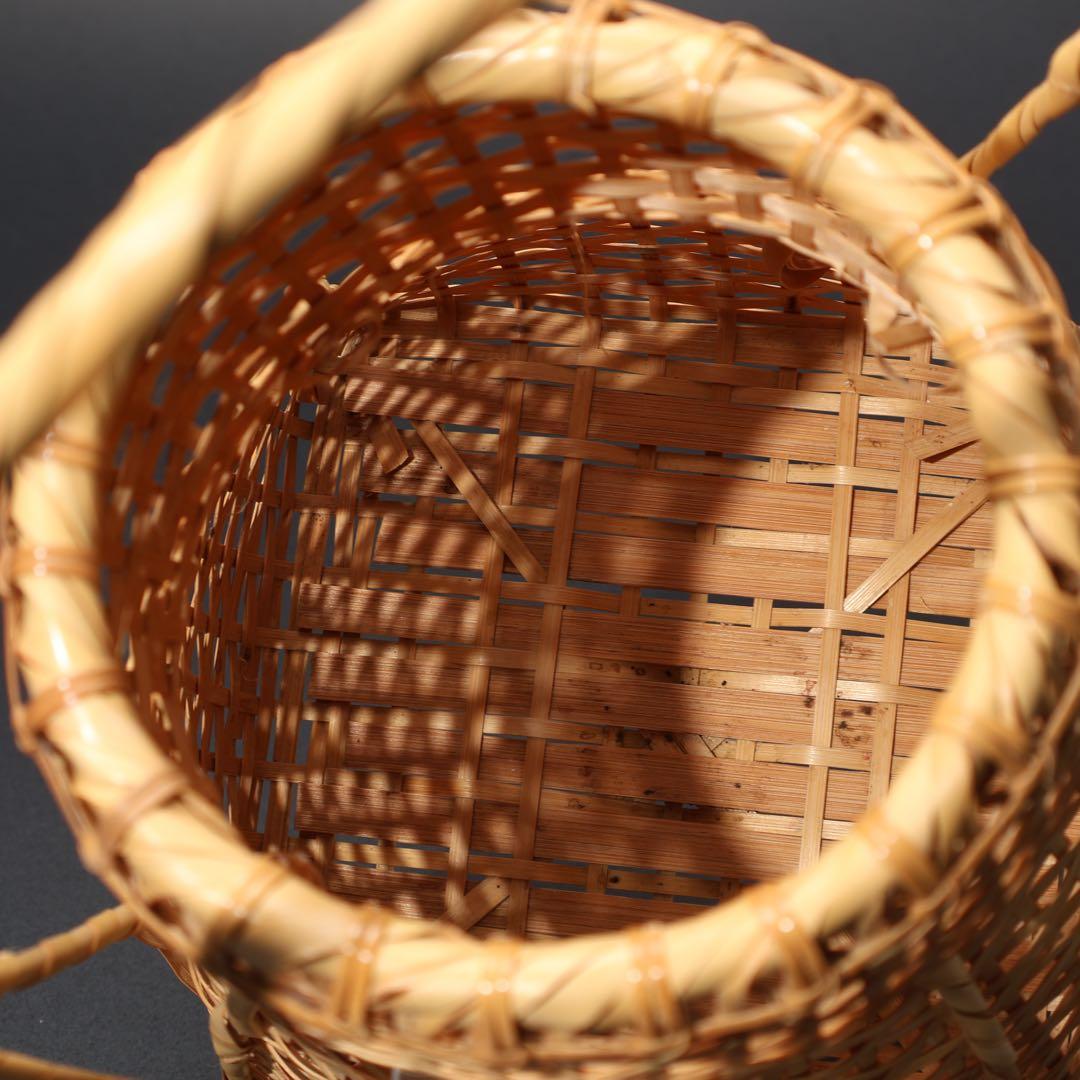 花入　花籠　即中斎好　方円籠　伝統工芸有馬籠　昭竹斎　共箱　R1499ラ