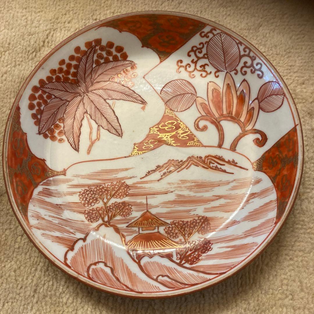 蔵出し九谷焼き中皿　9枚セットアンティーク