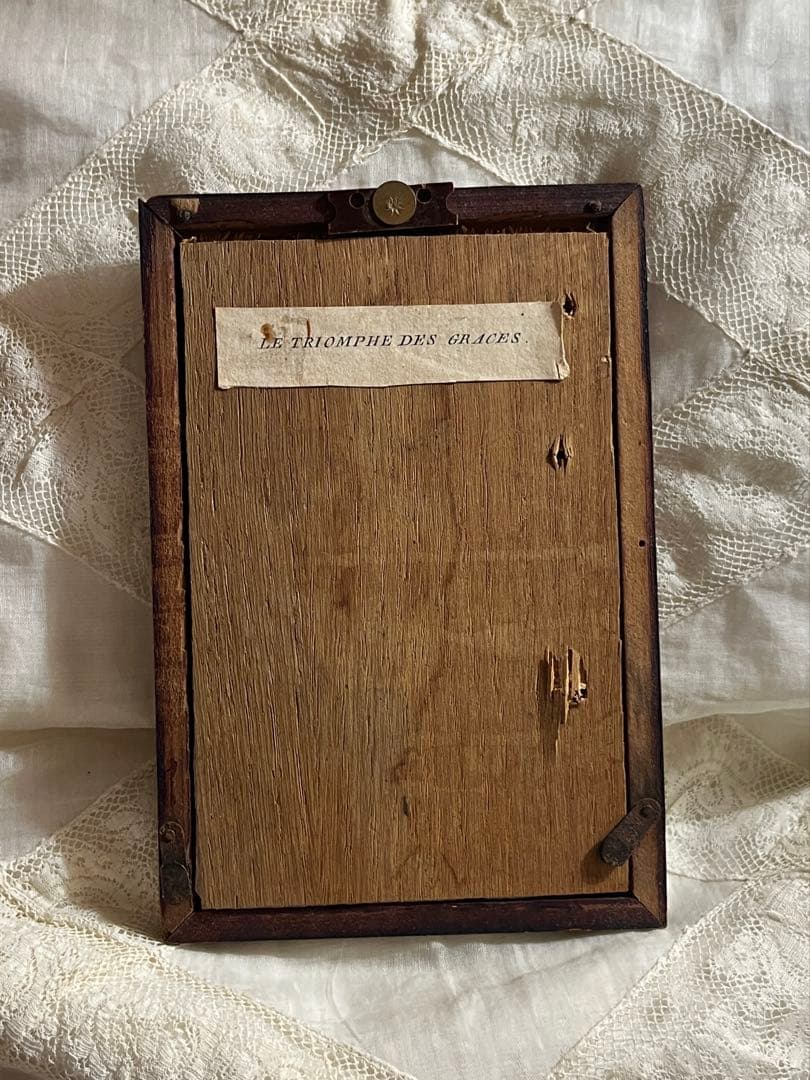 ◆フランスアンティーク｜1700年代名画三美神版画天使エンジェルヴィーナス木製