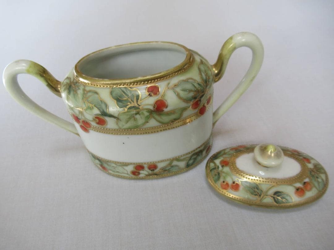 極希少美品 明治後期定価12万◆初期オールドノリタケ シュガーポット＆クリーマー