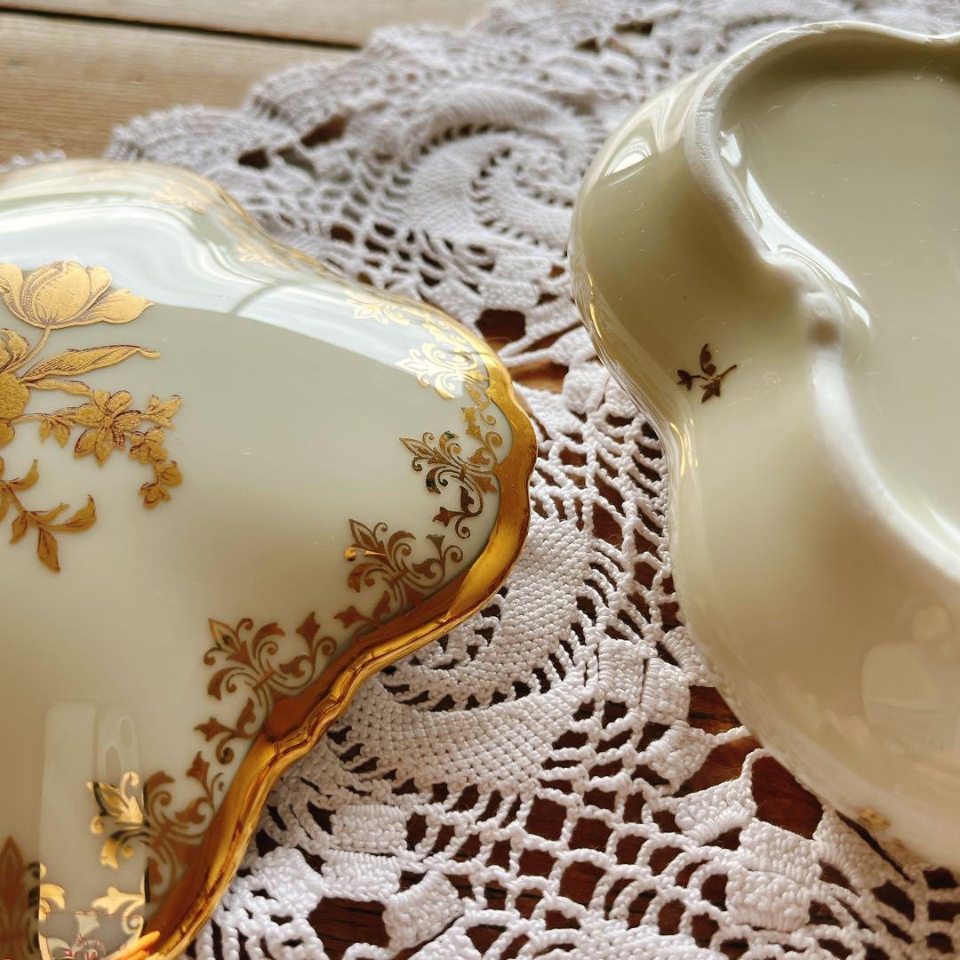 リモージュLIMOGES 金彩花柄のボンボニエール