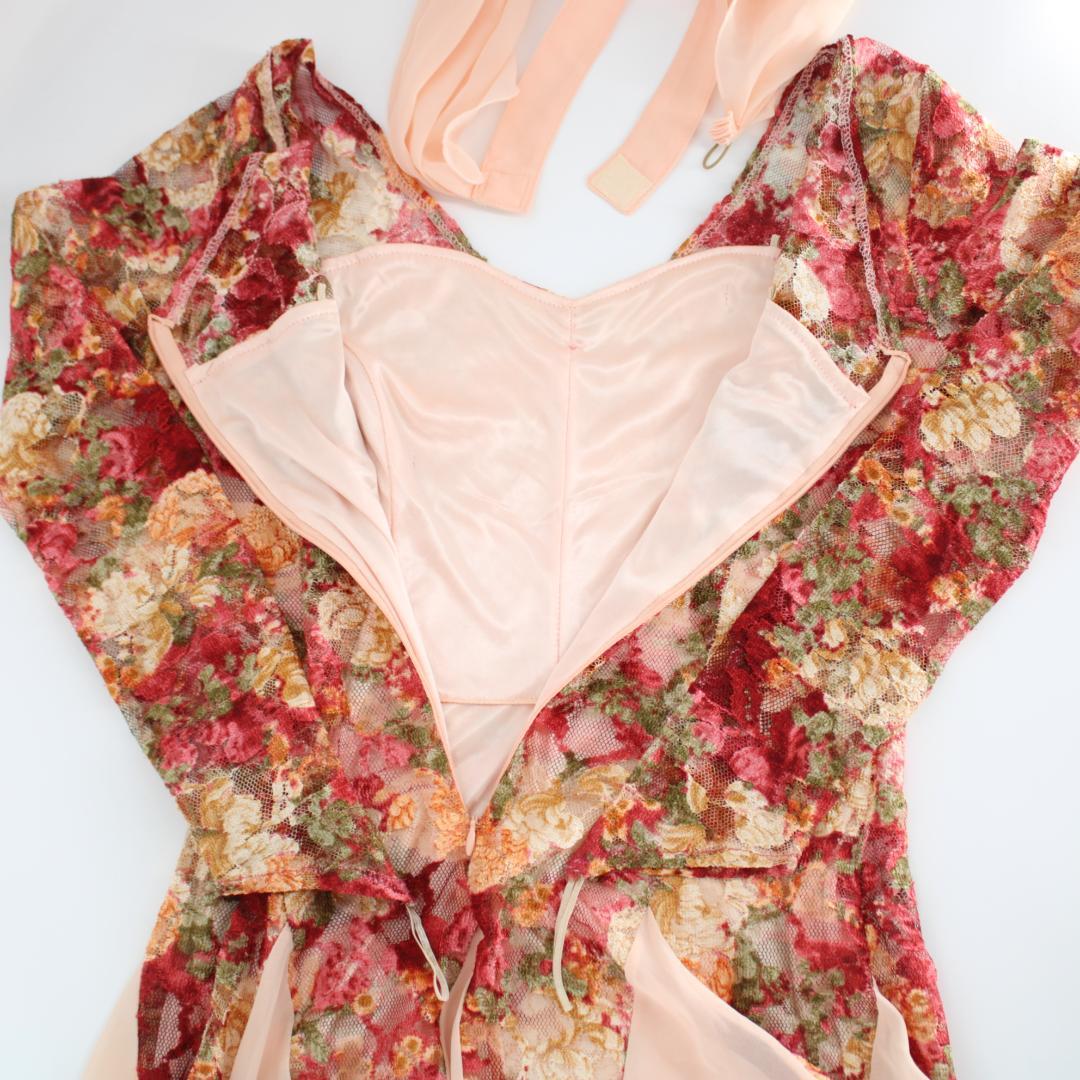 【社交ダンス衣装】ピンク パープル ワンピース ドレス レース チョーカー 花柄