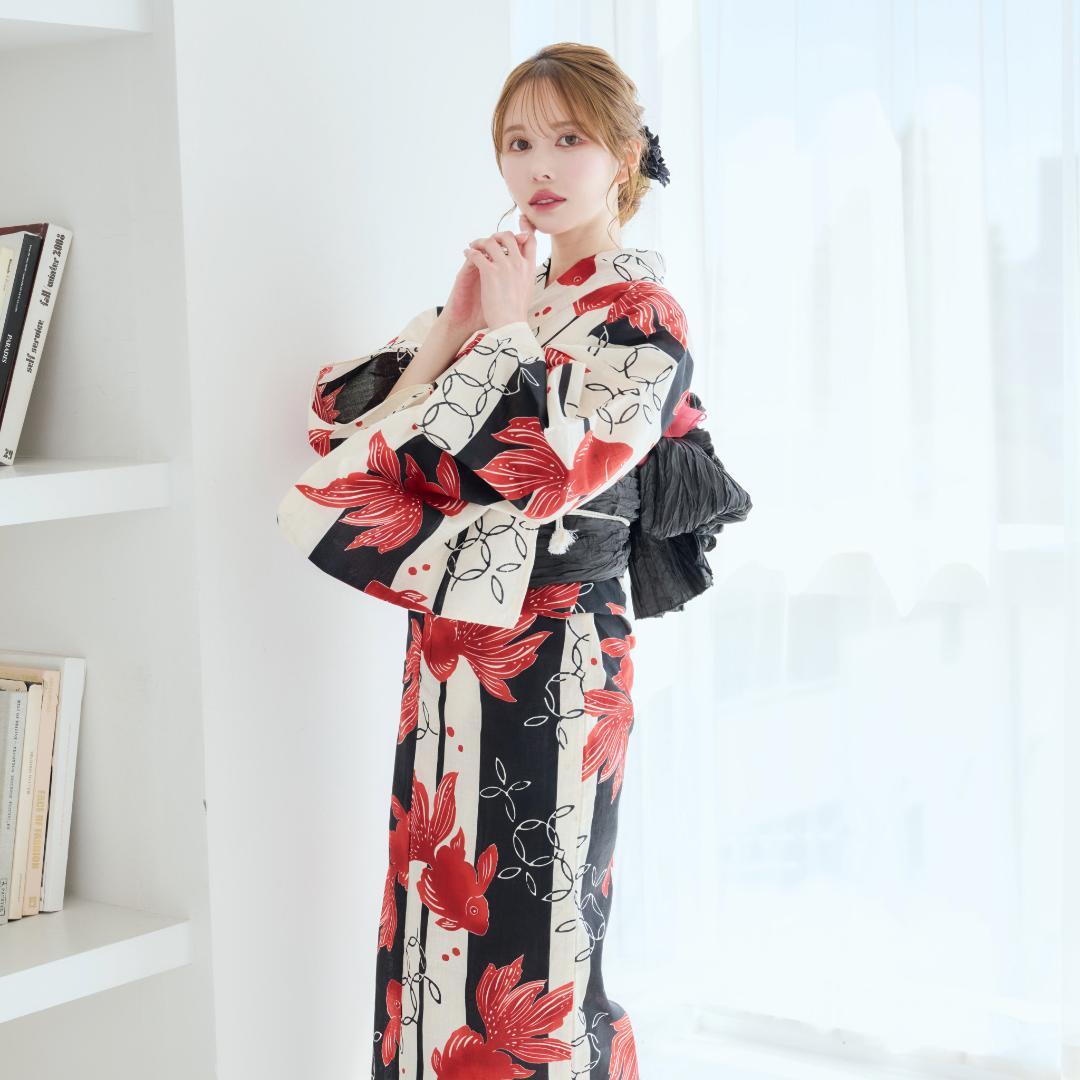 新品 浴衣 セット 浴衣セット ゆかた レディース 大人 金魚柄 Y5-17